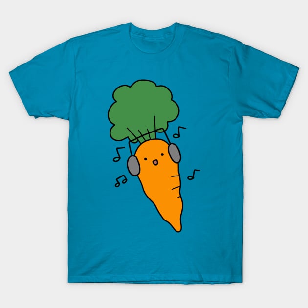 Carrot with Headphones T-Shirt by saradaboru